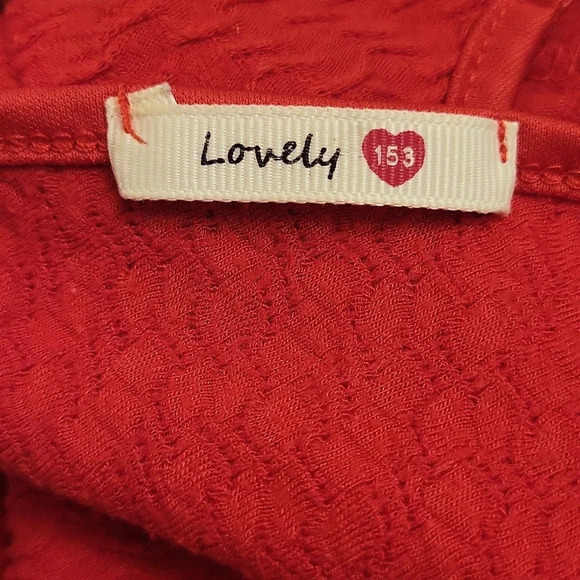 Lovely 153 Red Short sleeve Hi-lo Hem Peplum Shirt - Picture 4 of 4